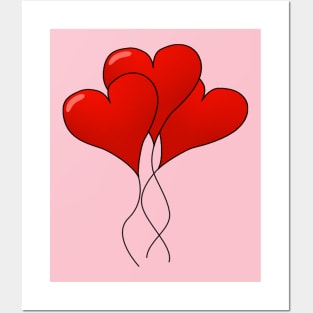 Bunch of Heart Shaped Valentine's Day Balloons Posters and Art